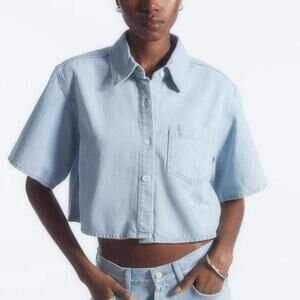 Cos cropped short sleeve denim shirt